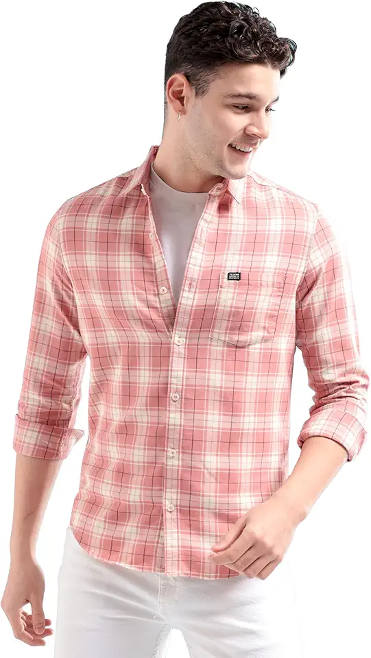 Peter England Men's Classic Checkered Formal Slim Fit Full Sleeve Shirt | Wonder Fabric | Cotton-Rich - Image 3