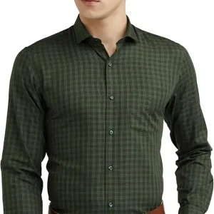 Peter England Men's Classic Checkered Formal Slim Fit Full Sleeve Shirt | Wonder Fabric | Cotton-Rich